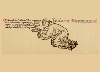 Selbstporträt kniend zu Füßen der Jungfrau und des Kindes (Detail)